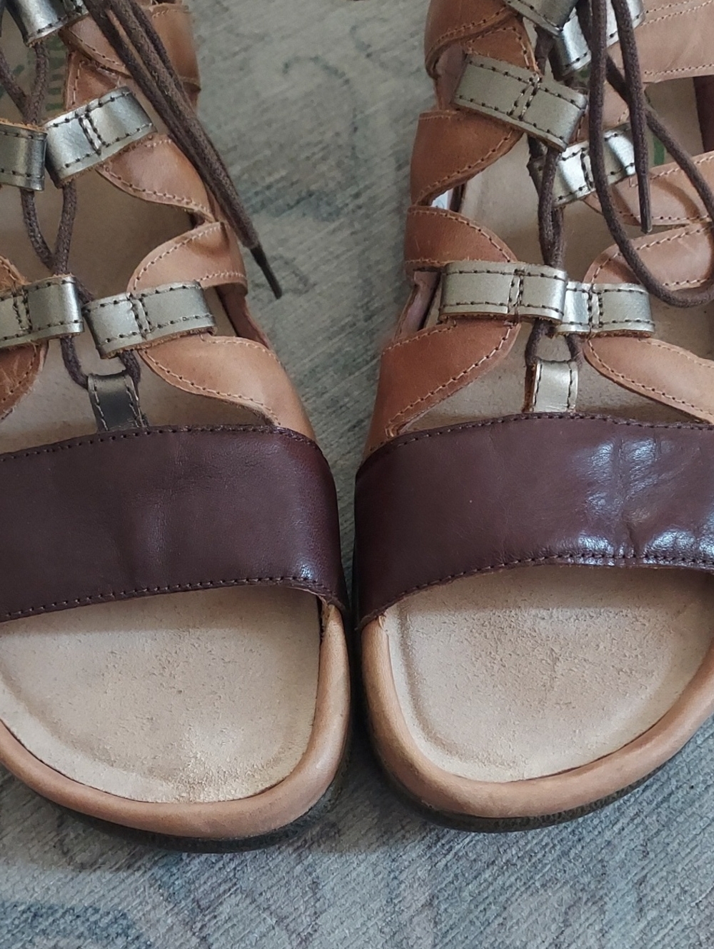 Naot Selo Leather Gladiator Sandals Lace Up Shoes 40 9 Tan Brown Neutral Comfort - Picture 5 of 11